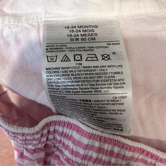 Gap Baby Set of  Stripes Pink Summer Shorts Two Size 18/24 Months 3 y/o - Picture 7 of 9